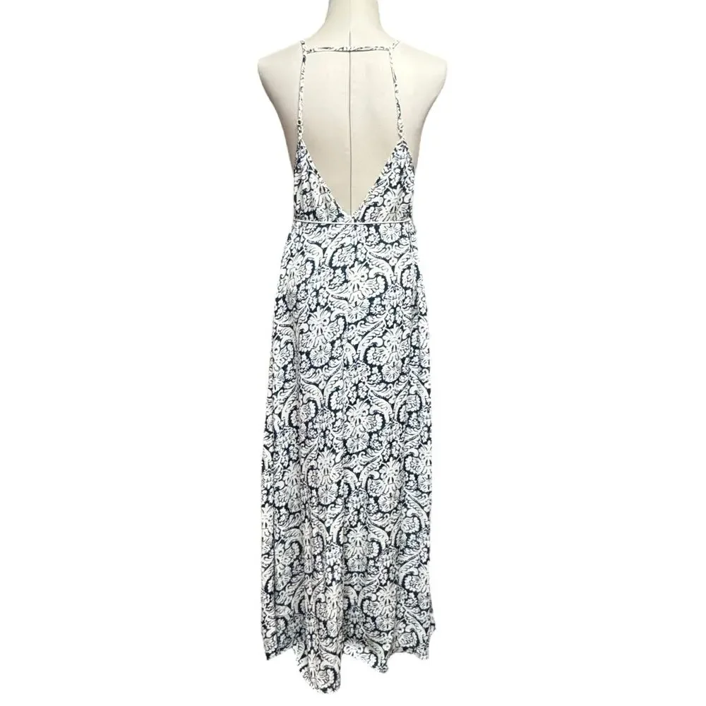 En Creme Maxi Length Sun Dress Blue White Medium